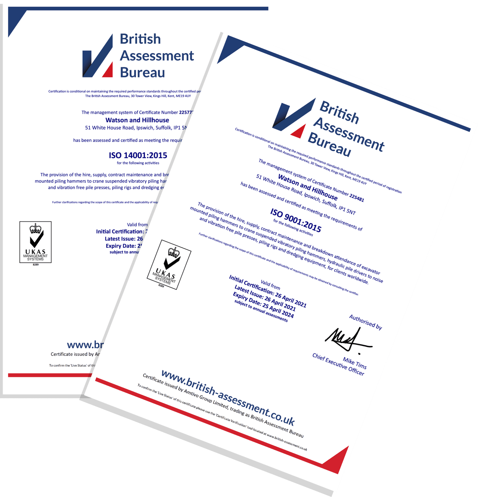 ISO 9001 and 14001 certificates