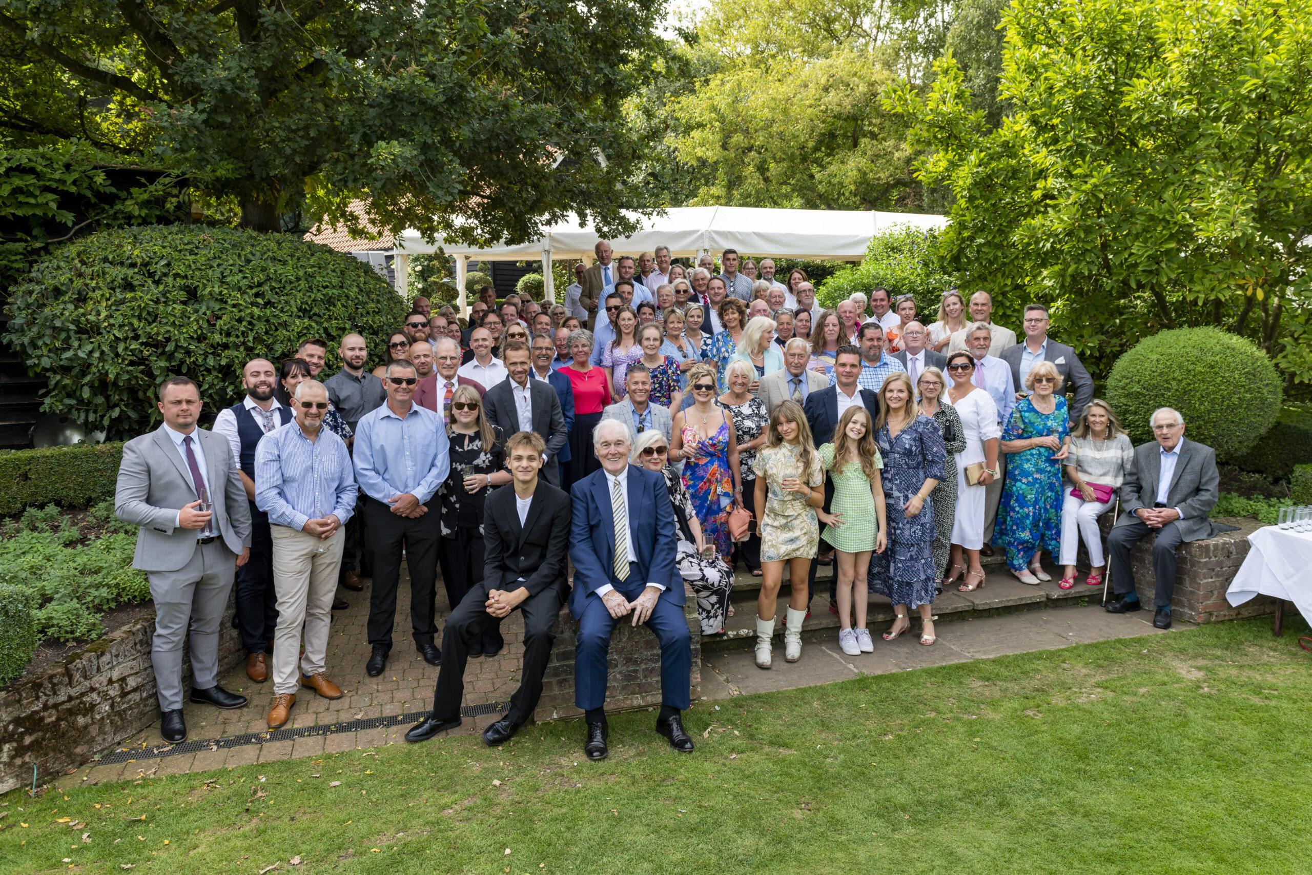 Party attendees gathered on the steps at Talbooth in Dedham